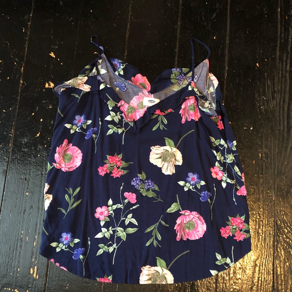 Navy blue floral tank top